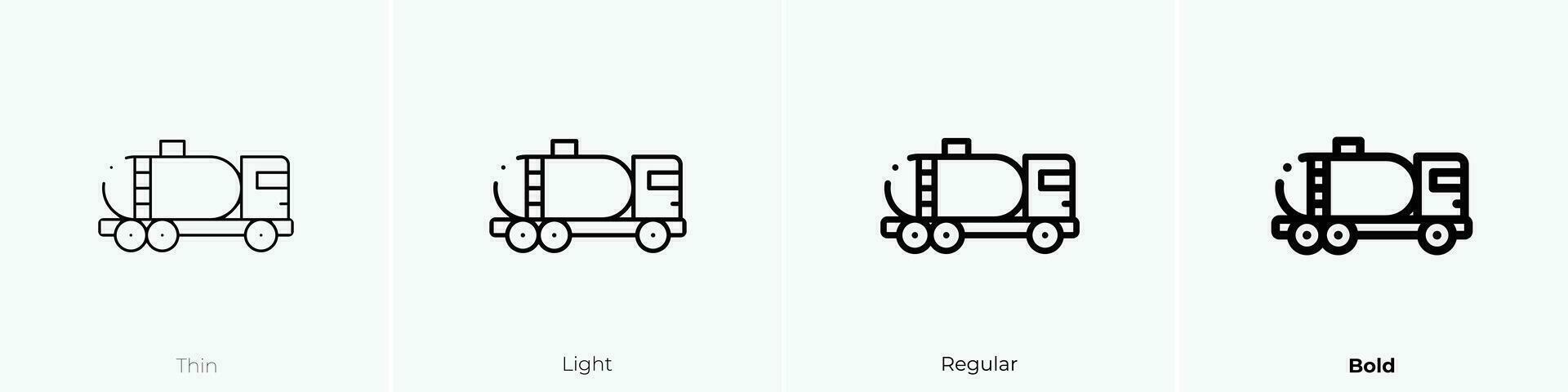 tanque camión icono. delgado, luz, regular y negrita estilo diseño aislado en blanco antecedentes vector