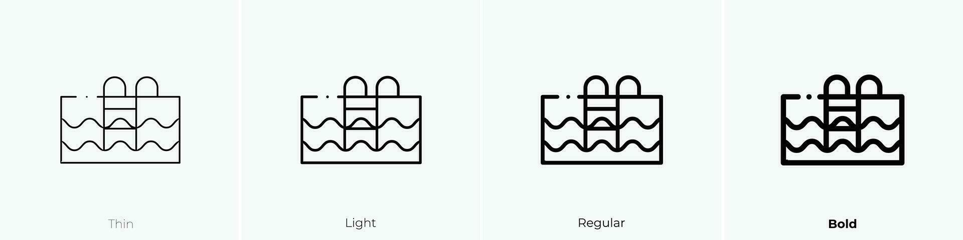 swimming pool icon. Thin, Light, Regular And Bold style design isolated on white background vector