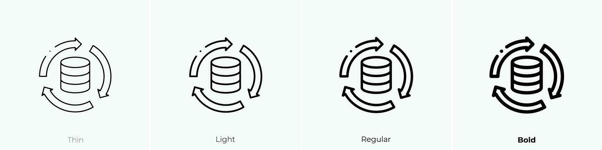 sincronización icono. delgado, luz, regular y negrita estilo diseño aislado en blanco antecedentes vector