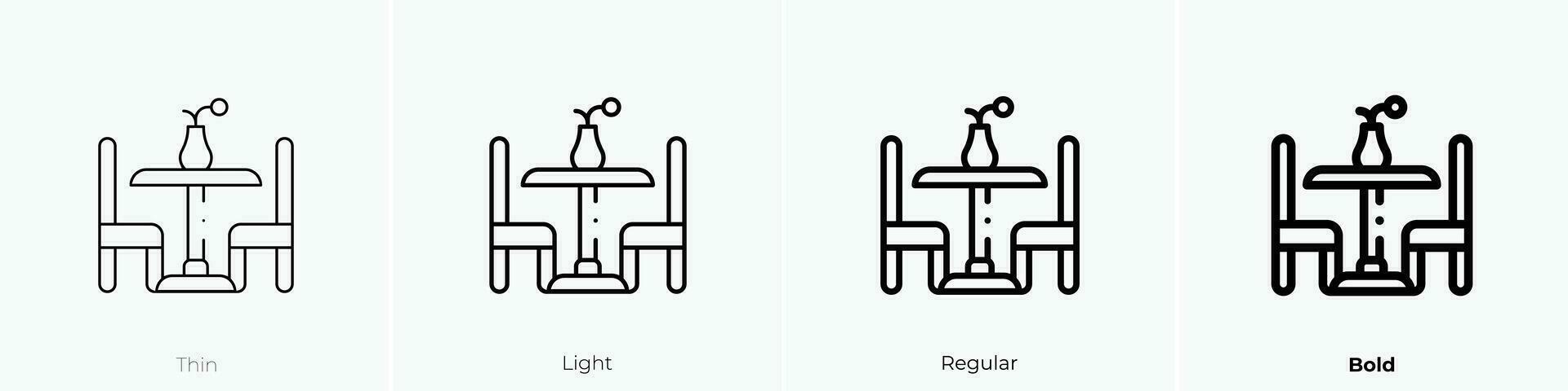 table icon. Thin, Light, Regular And Bold style design isolated on white background vector