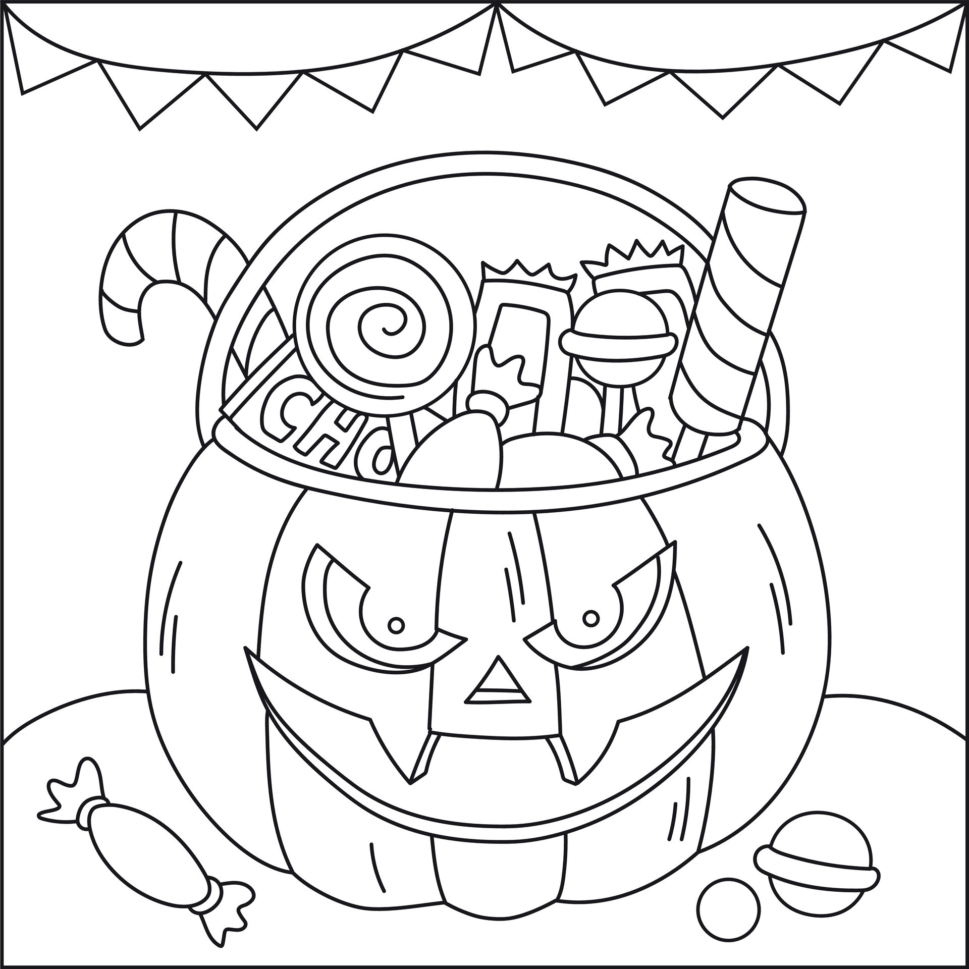 pumpky candy Halloween colouring page for kid vector image 29150158 ...