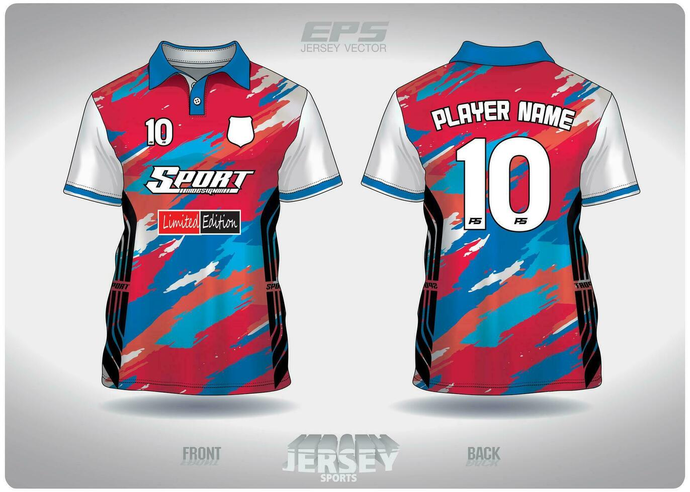 EPS jersey sports shirt vector.painted red white blue pattern design, illustration, textile background for sports poloshirt, football jersey poloshirt vector