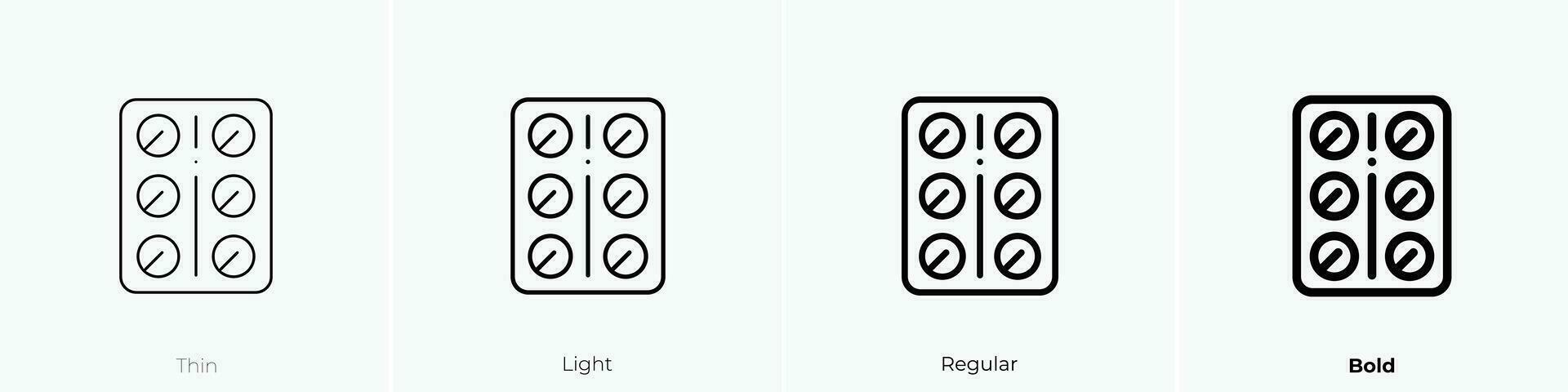 tabletas icono. delgado, luz, regular y negrita estilo diseño aislado en blanco antecedentes vector