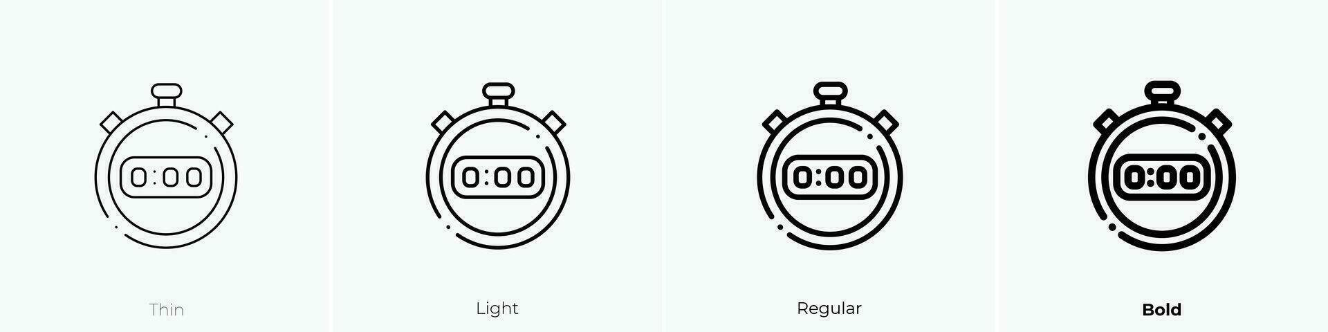 stopwatch icon. Thin, Light, Regular And Bold style design isolated on white background vector