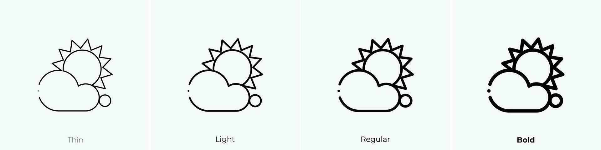 sun icon. Thin, Light, Regular And Bold style design isolated on white background vector