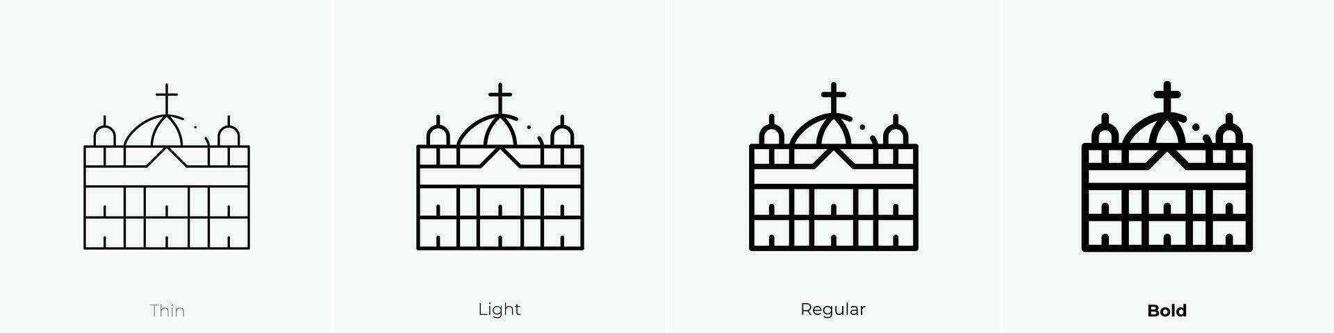 S t pedro basílica icono. delgado, luz, regular y negrita estilo diseño aislado en blanco antecedentes vector