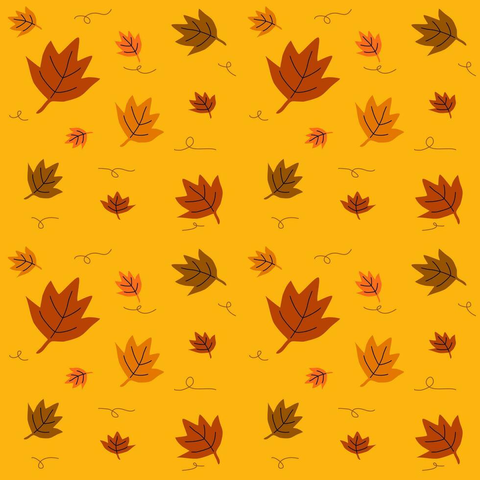Seamless pattern of maple leaves in autumn style background for design, paper wrap, textile vector