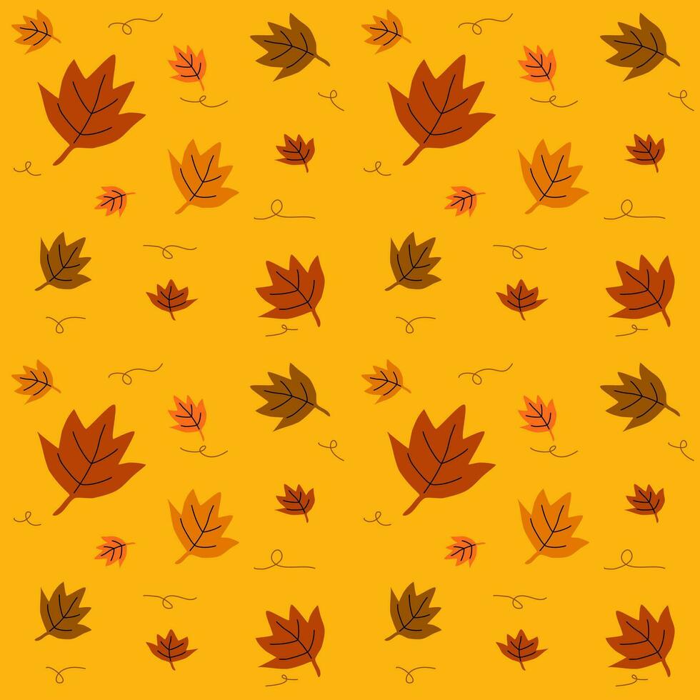 Seamless pattern of maple leaves in autumn style background for design, paper wrap, textile vector