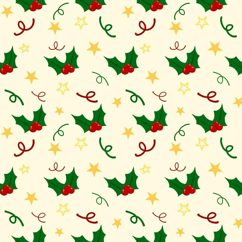 Seamless pattern of Christmas and holly background for design, paper wrap, textile vector