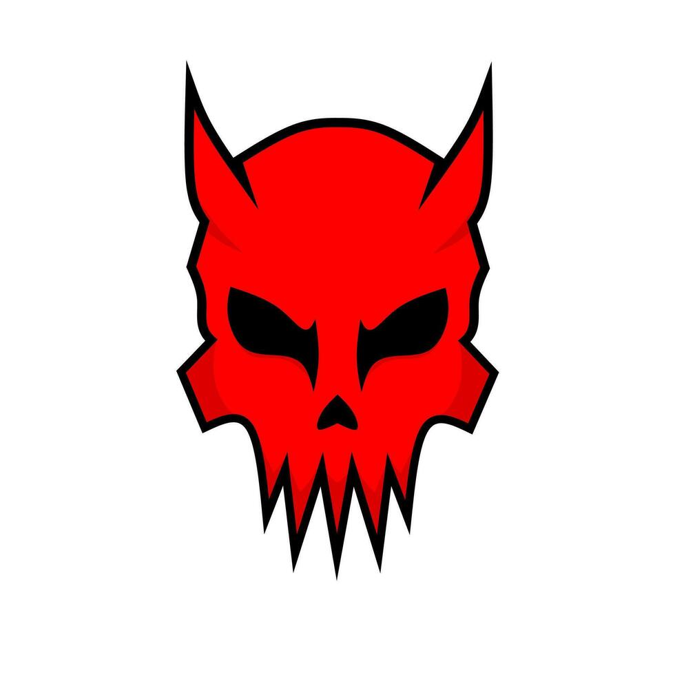 illustration vector graphic of drawing design red devil skull head