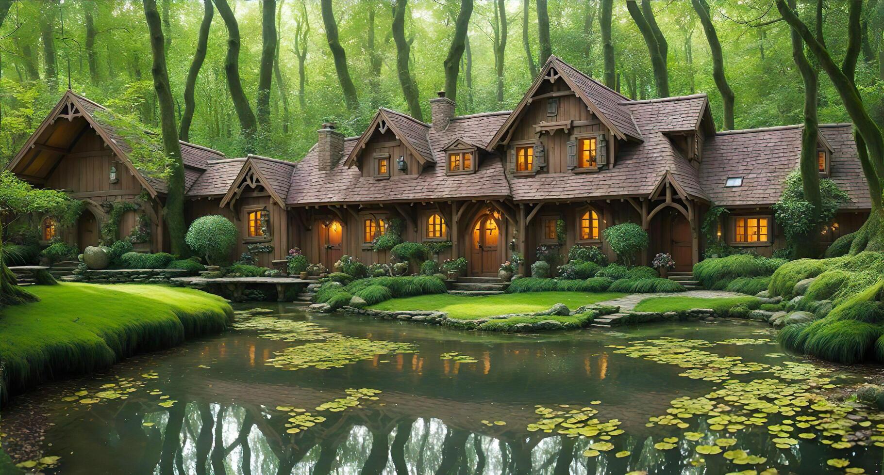 . - A Sparkling Fairy Tale House in a Magical Forest Embracing Whimsical Details and Immersive Surround photo