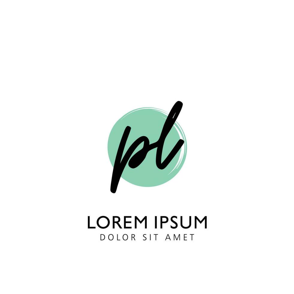 PL Initial Handwriting Circle Brush Template Design vector