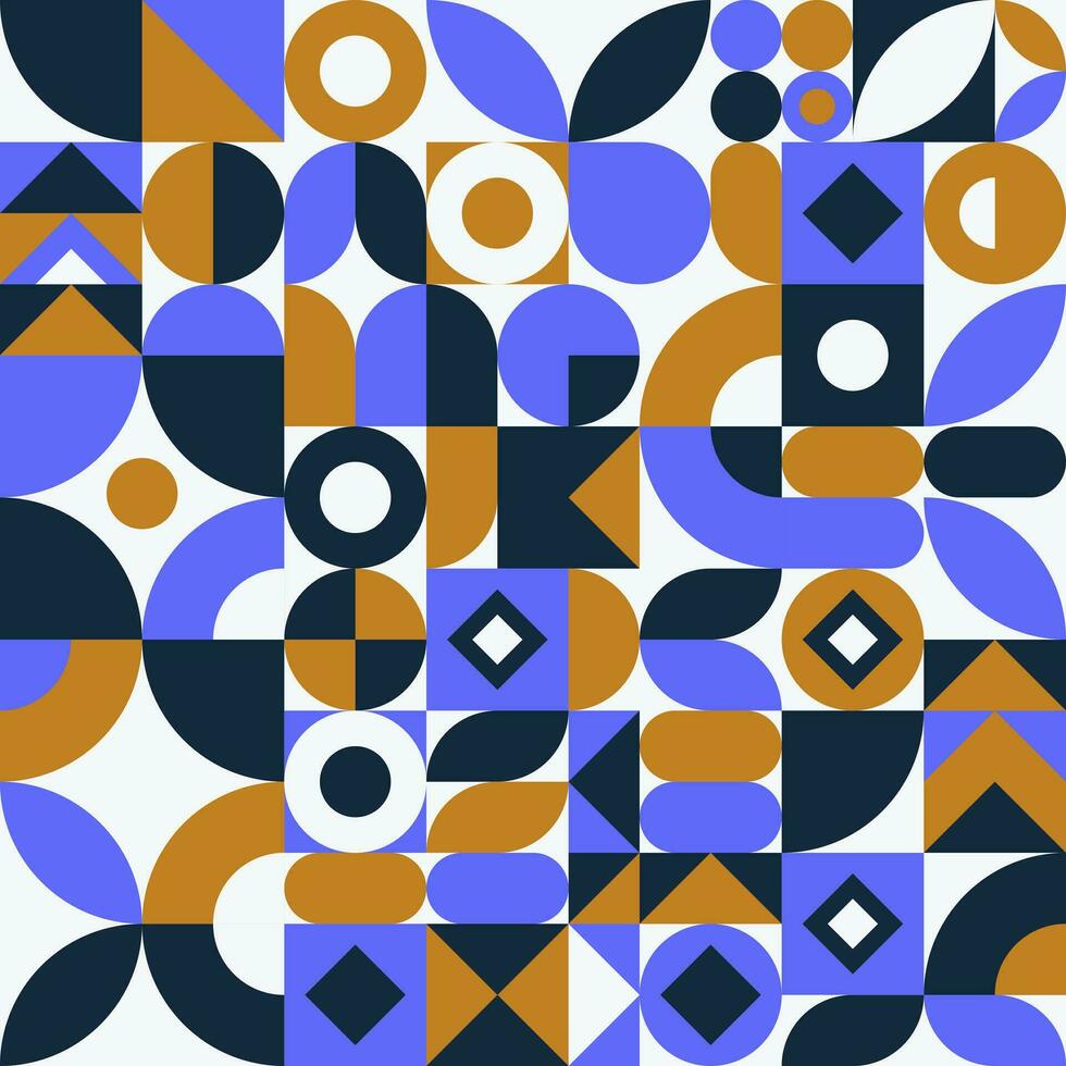 Abstract vector geometric pattern design in Bauhaus style. Geometric retro grid background. Vintage mosaic tile with minimal geometric shapes. Texture for textile, cover template or web design.