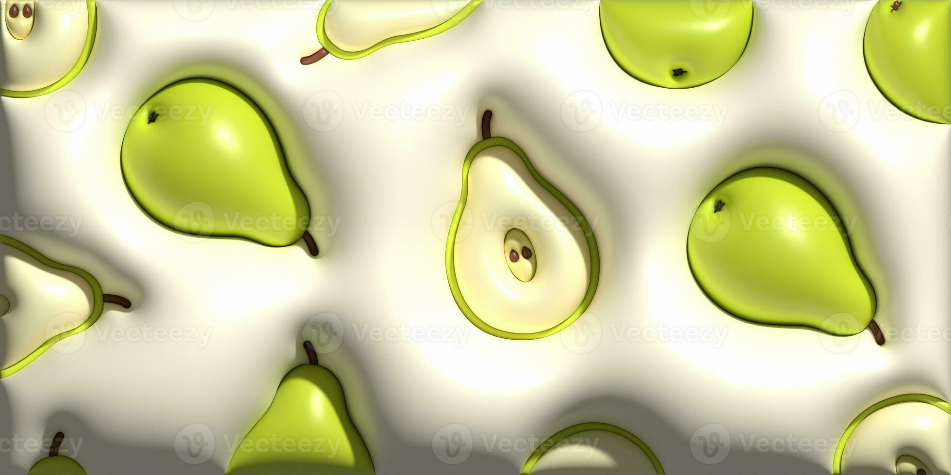 Pear fruit 3d illustration cute shape glossy background photo