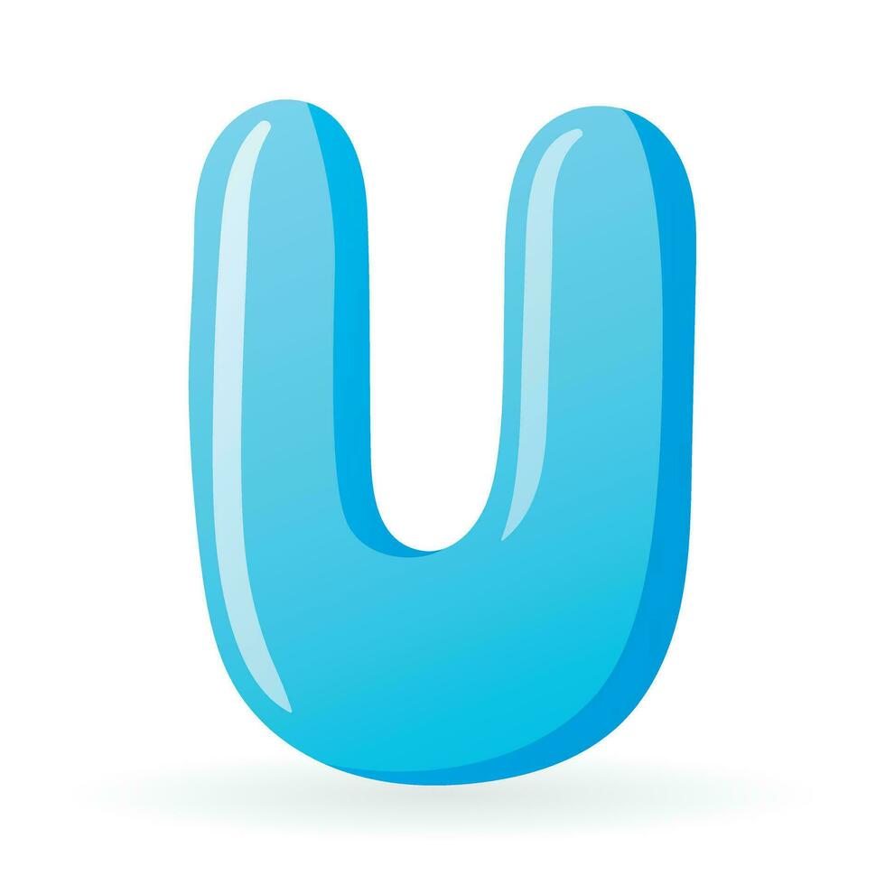 Vector isolated template cartoon letter U of the English alphabet.