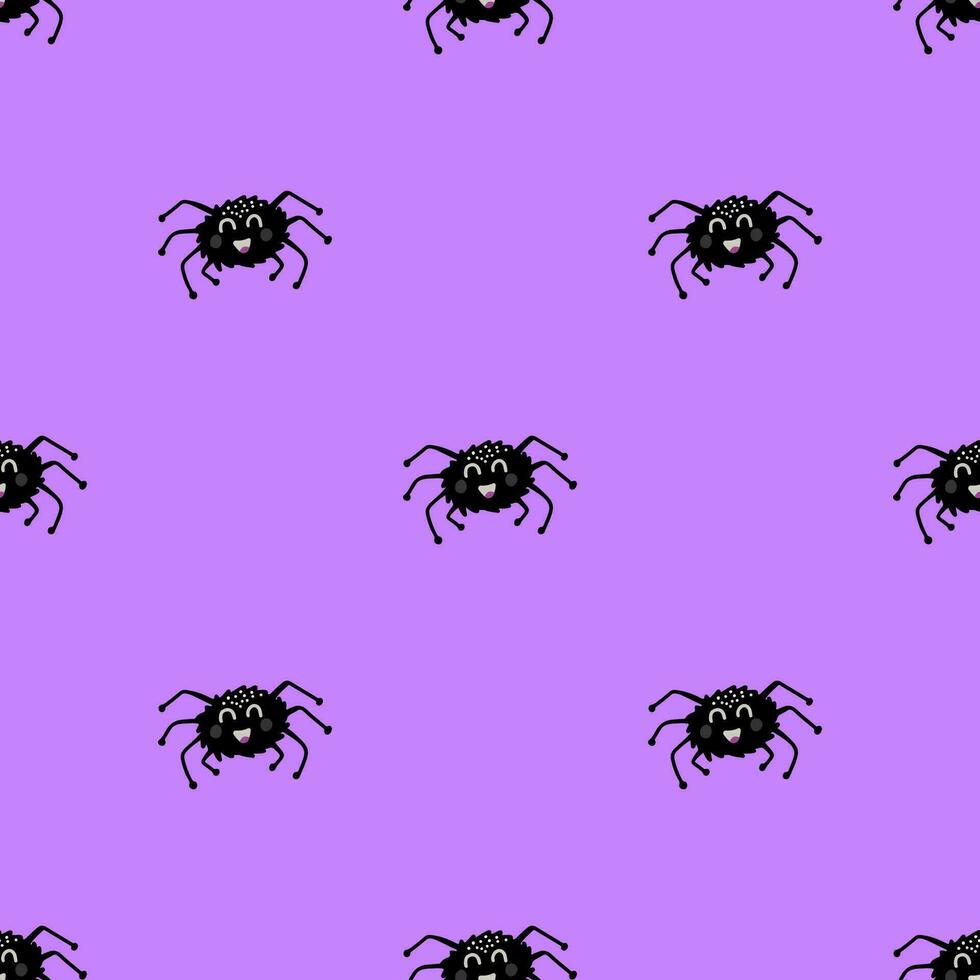 Simple seamless pattern with cute spiders. Halloween trendy concept. Hand drawn vector illustration for cover, stationary, wallpaper, prints, wrapping, textile