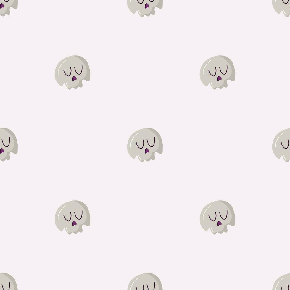 Simple seamless pattern with skull. Halloween trendy concept. Hand drawn vector illustration for cover, stationary, wallpaper, prints, wrapping, textile