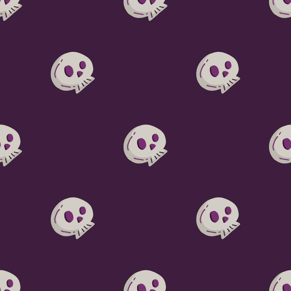 Simple seamless pattern with skull. Halloween trendy concept. Hand drawn vector illustration for cover, stationary, wallpaper, prints, wrapping, textile