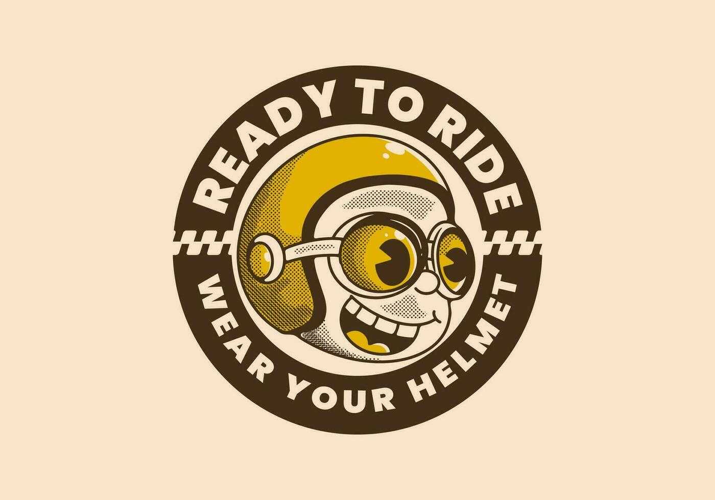 Ready to ride. Wear your helmet. Retro illustration of a boy head wearing helmet vector