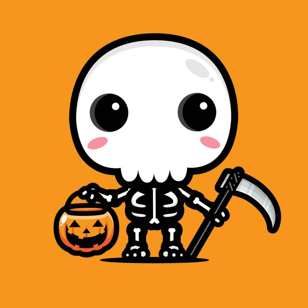 cute skull celebrating halloween party vector