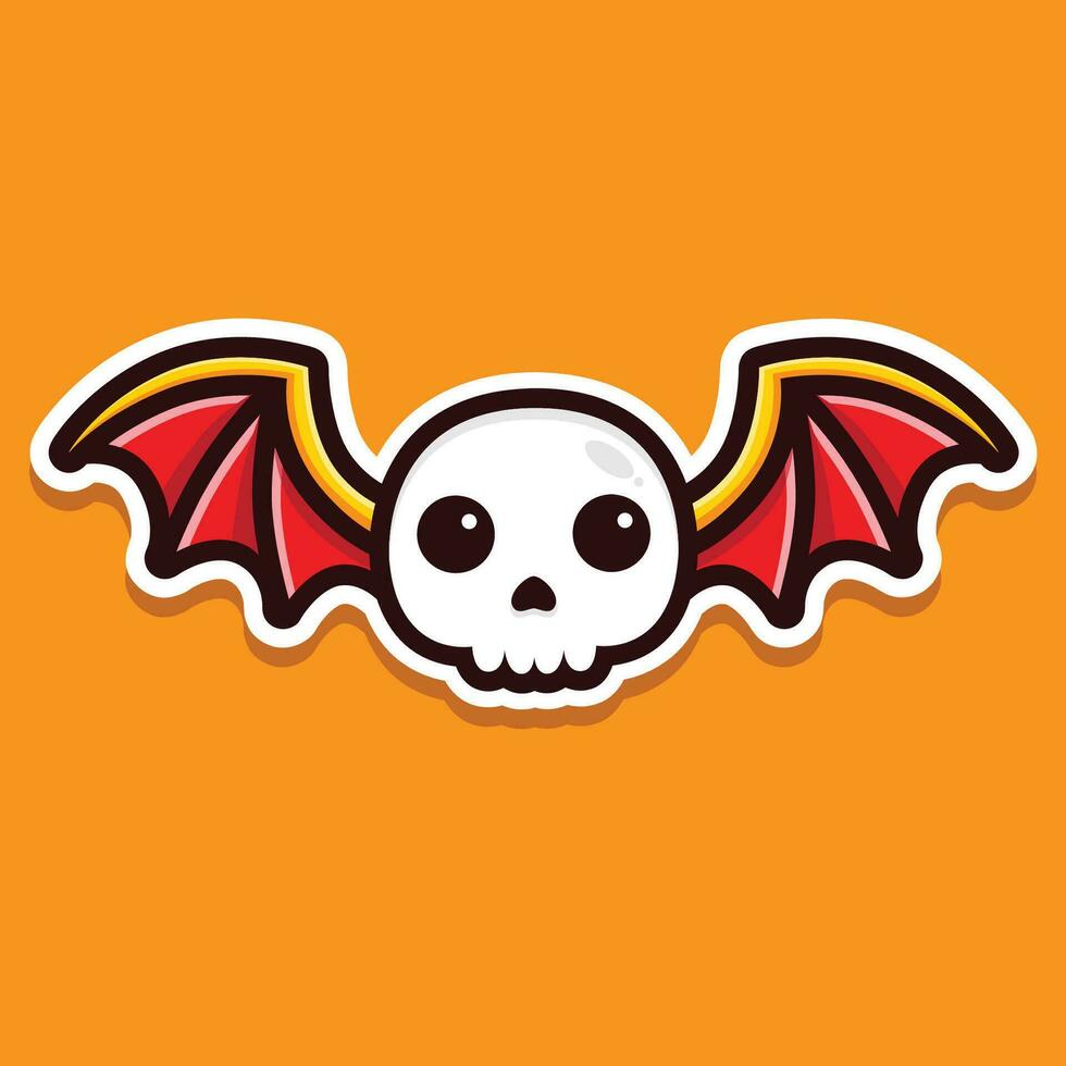 The skull head is in the shape of a bat vector