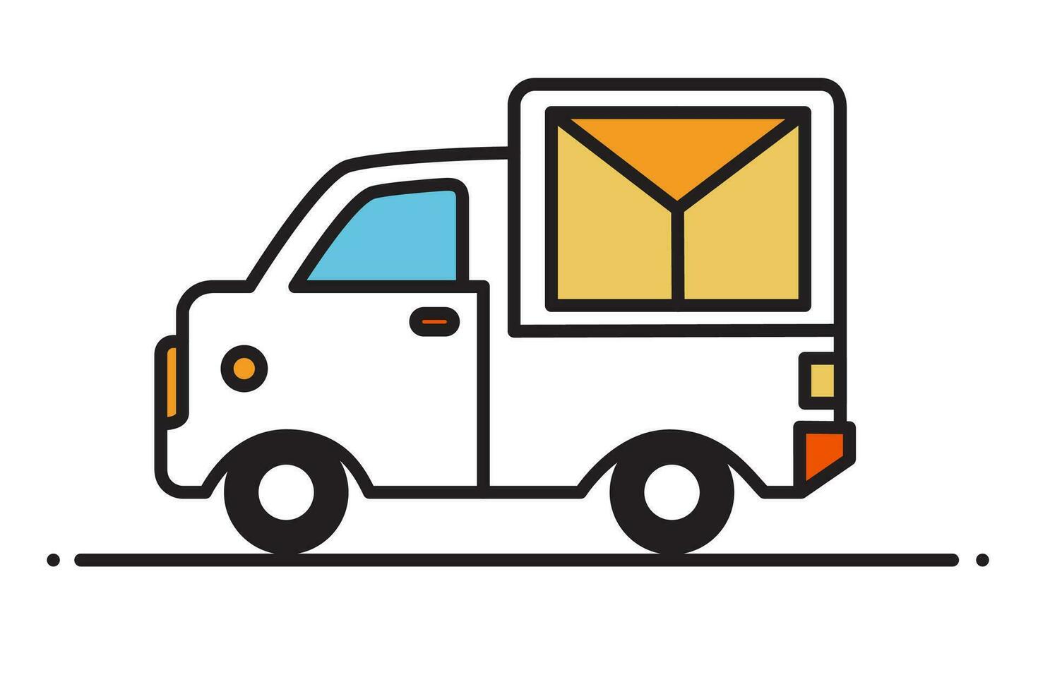 Truck Carrying A Parcel, Vector Illustration For Delivery Service