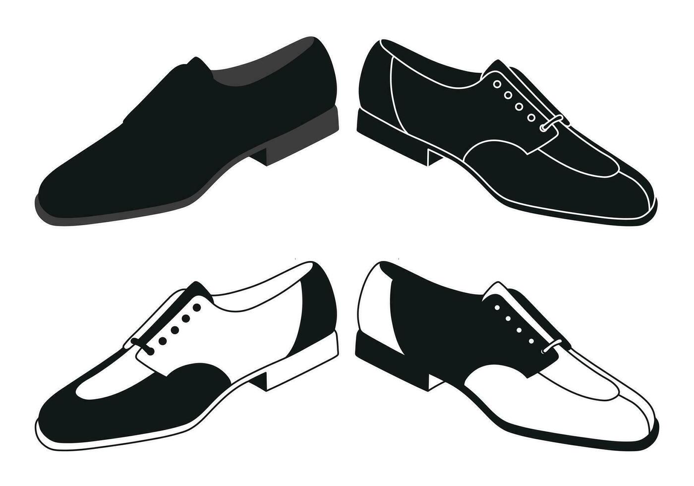 Vector image of a silhouette of a pair of mens shoes. Low shoes