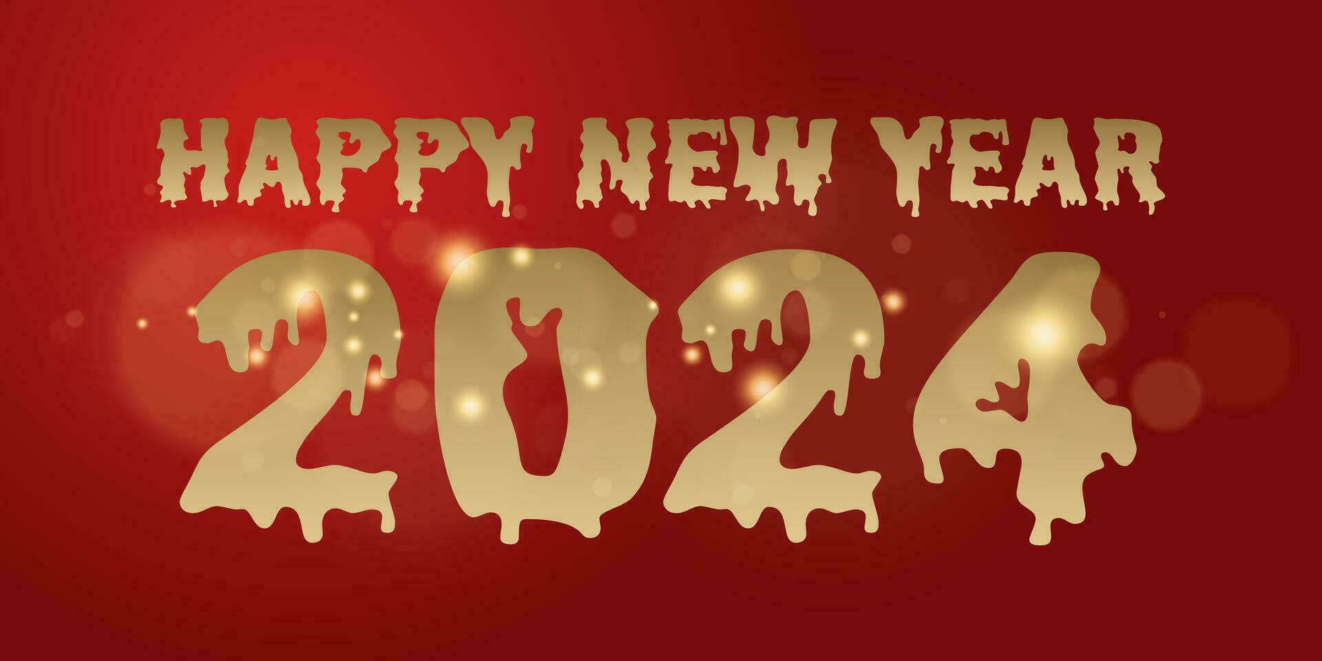 2024 horror. 2024 Happy New year with sparkling golden light effect on dark background. Round frame For Calendar, poster design vector