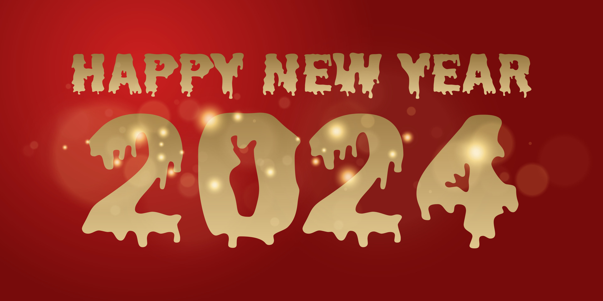 2024 horror. 2024 contento nuevo año con espumoso dorado ligero efecto