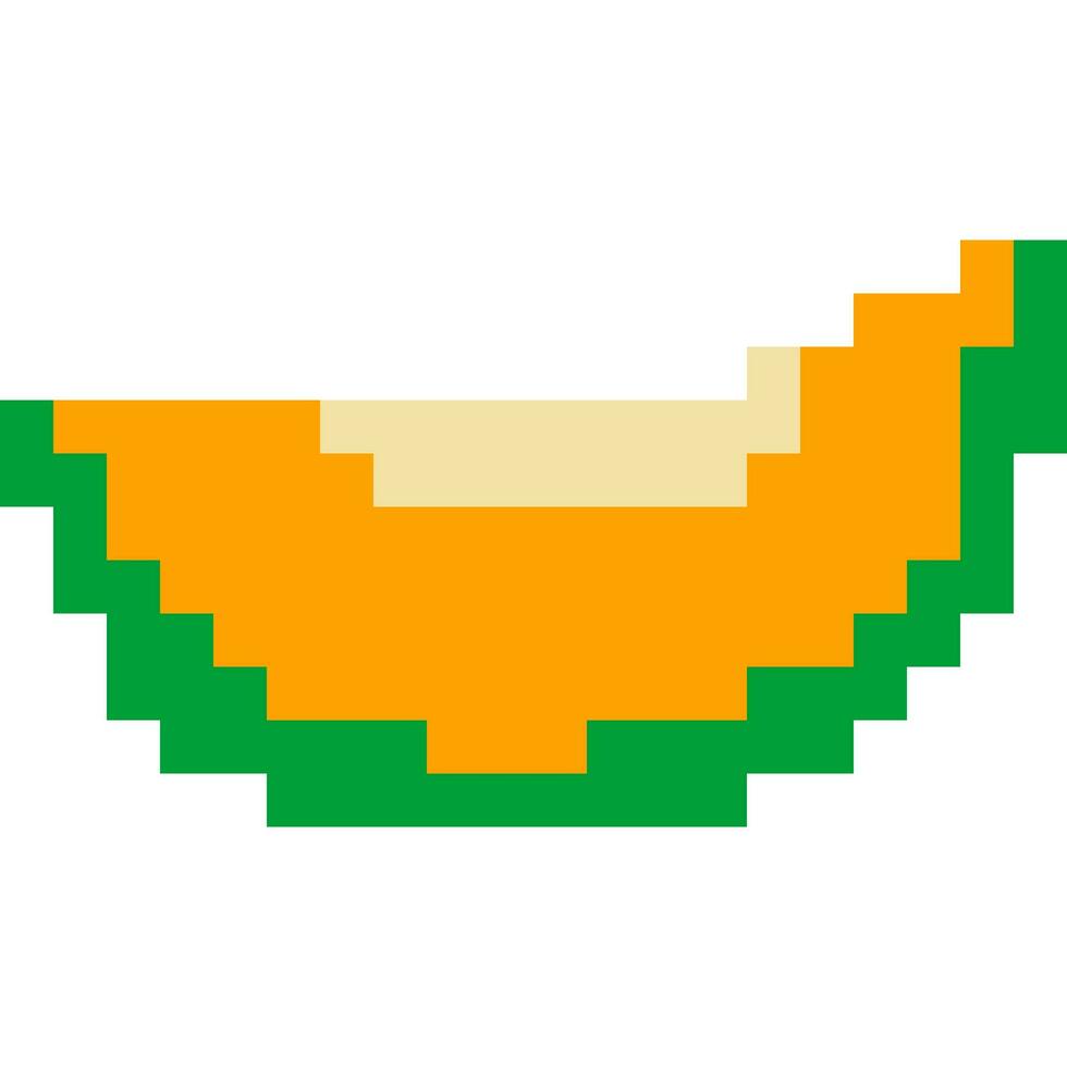 Half cut pumpkin icon cartoon style in pixel style. vector