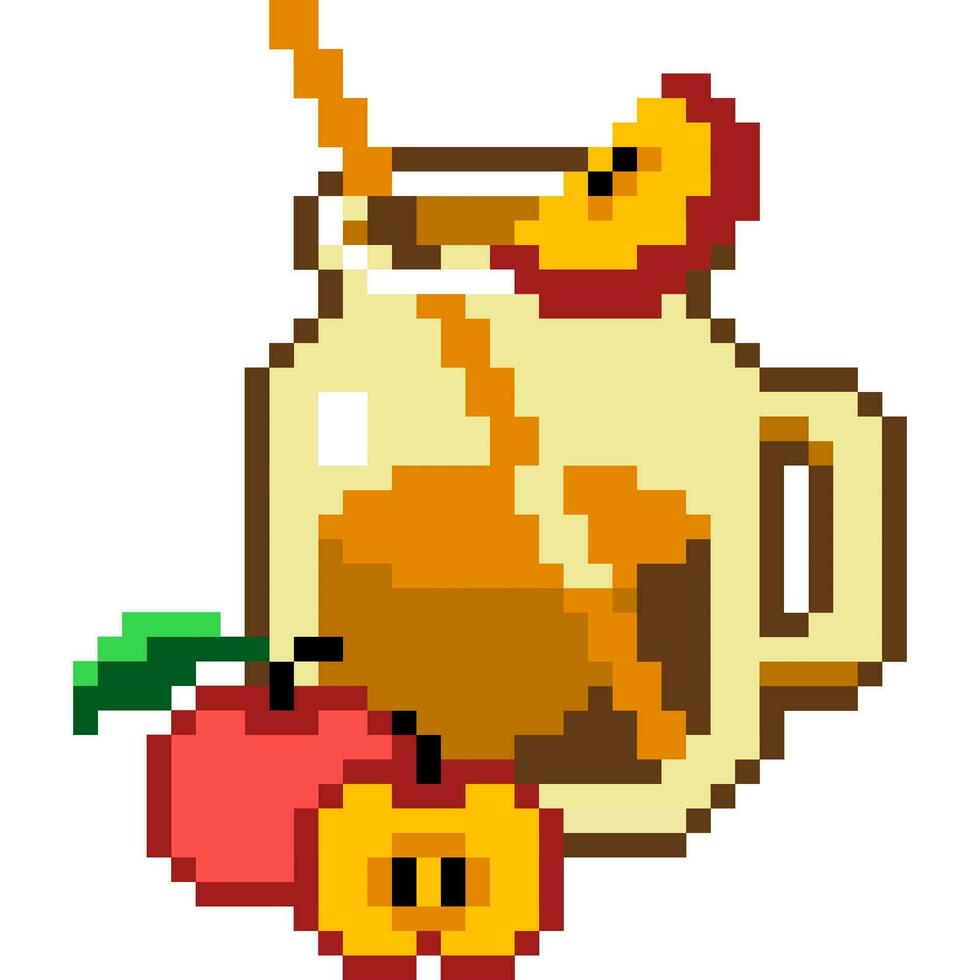apple juice cartoon icon in pixel style vector