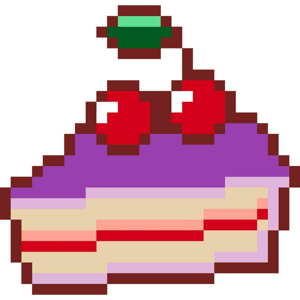 Cake cartoon icon in pixel style vector