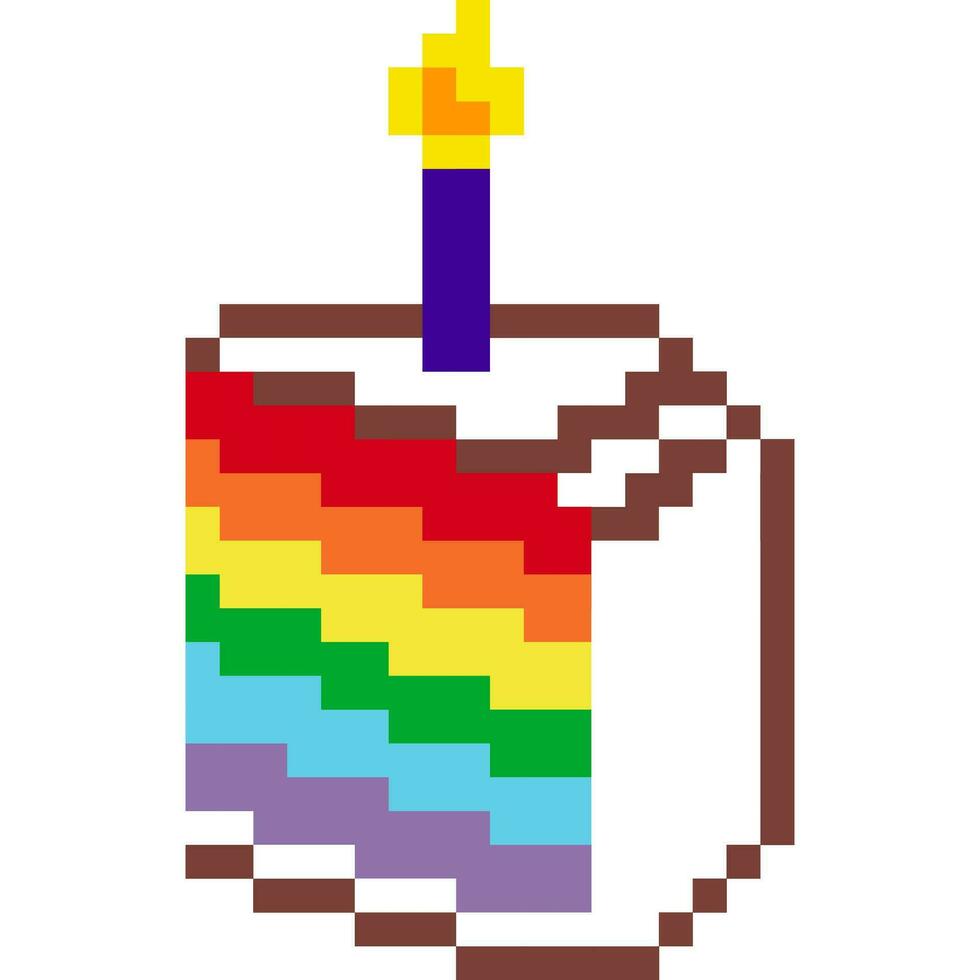 Cake cartoon icon in pixel style. vector