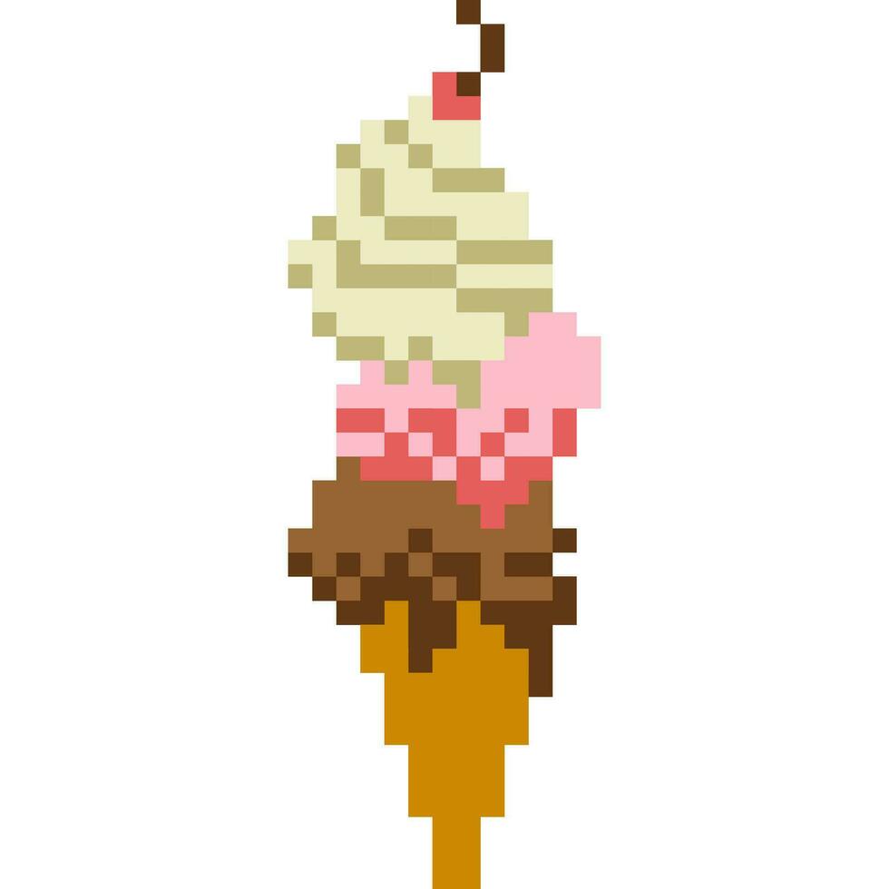 ice cream cartoon icon in pixel style vector