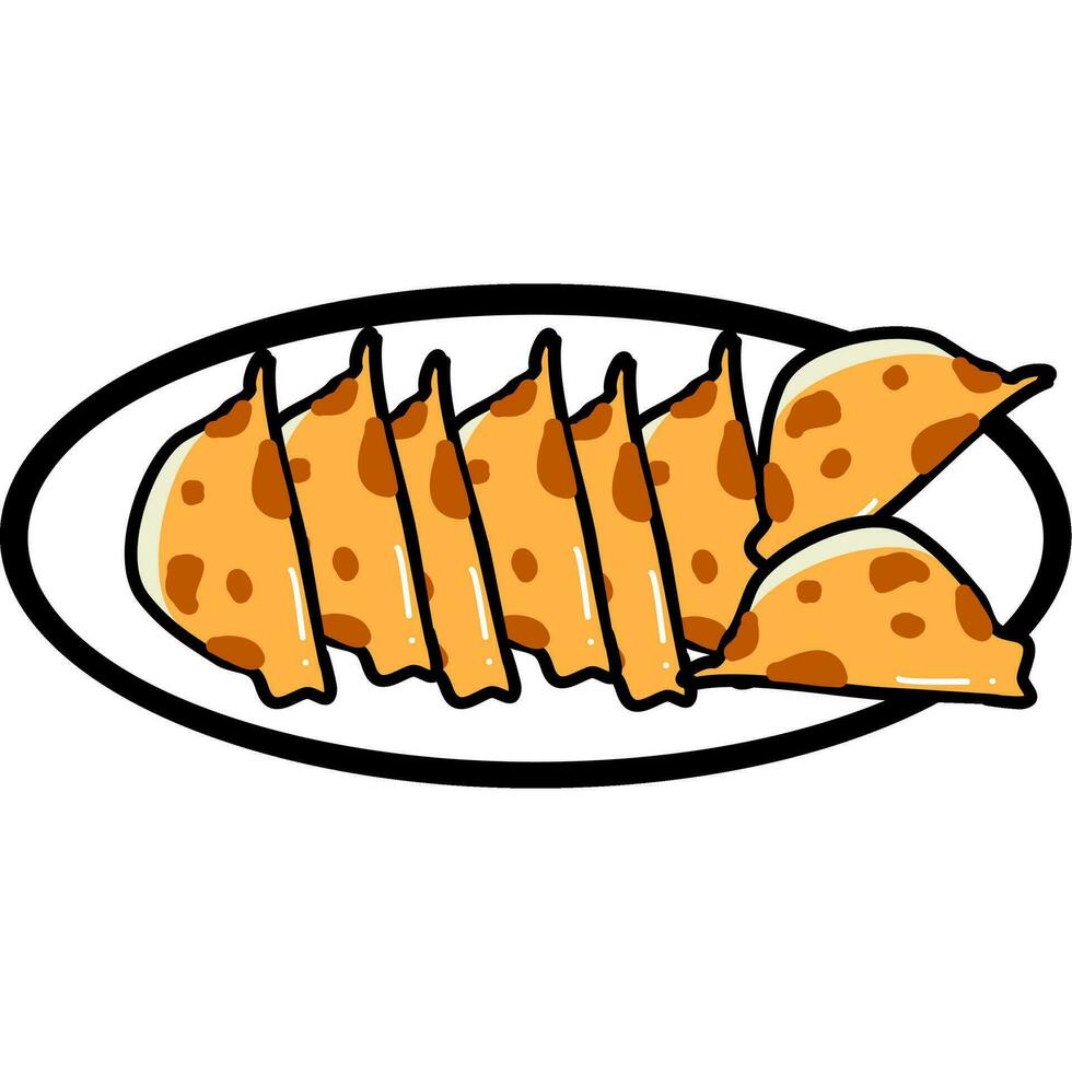 gyoza dibujos animados en icono estilo vector