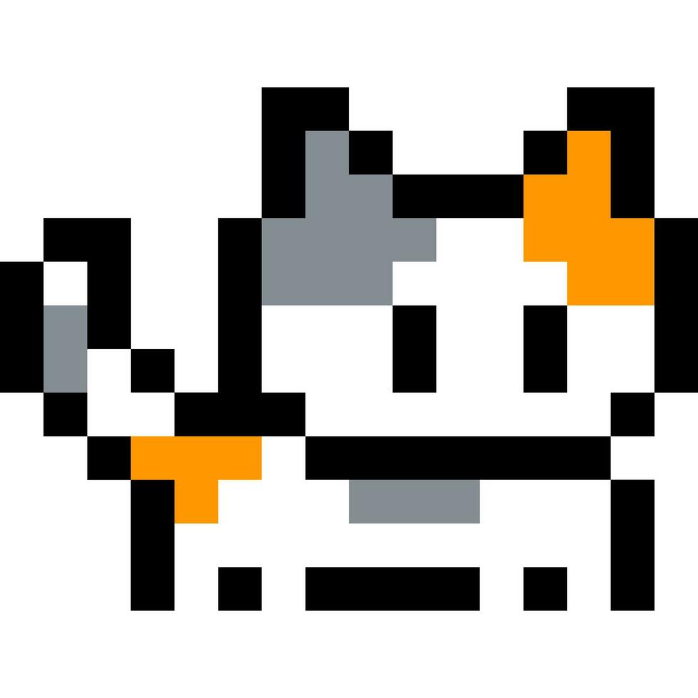 cat cartoon icon in pixel style vector