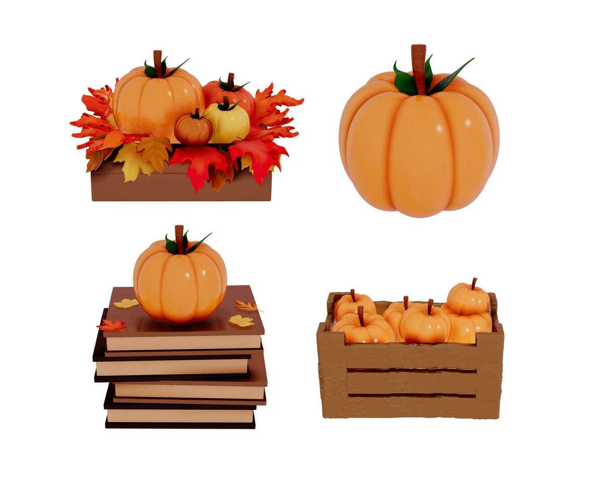 Autumn 3d on transparent background png vector