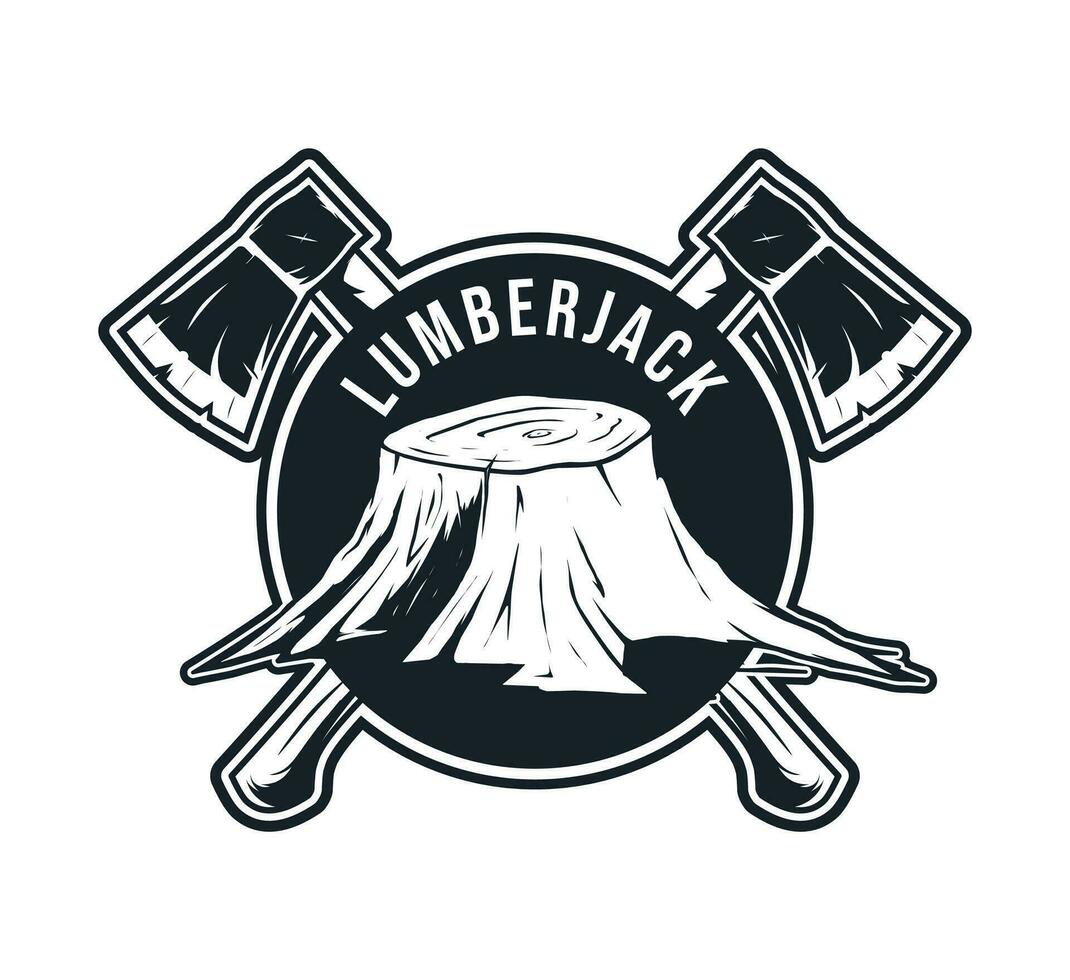 lumberjack badge logo design vector