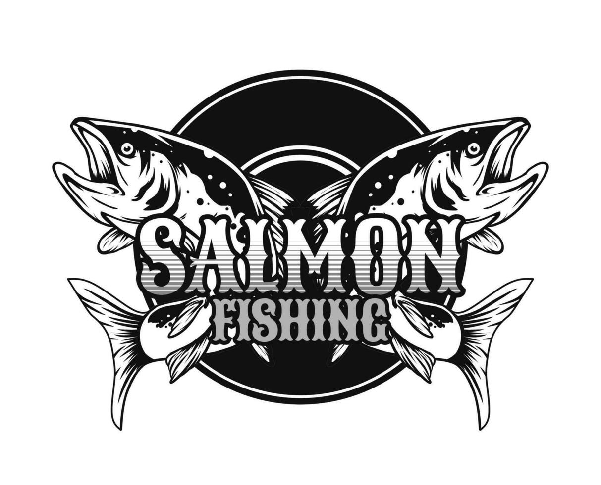 salvaje salmón pescar logo modelo vector