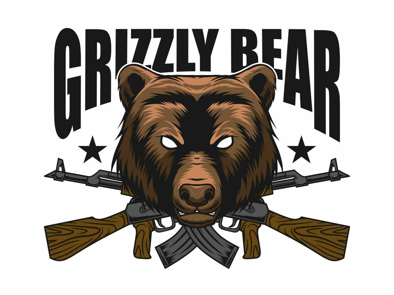 Military design with grizzly bear head mascot vector