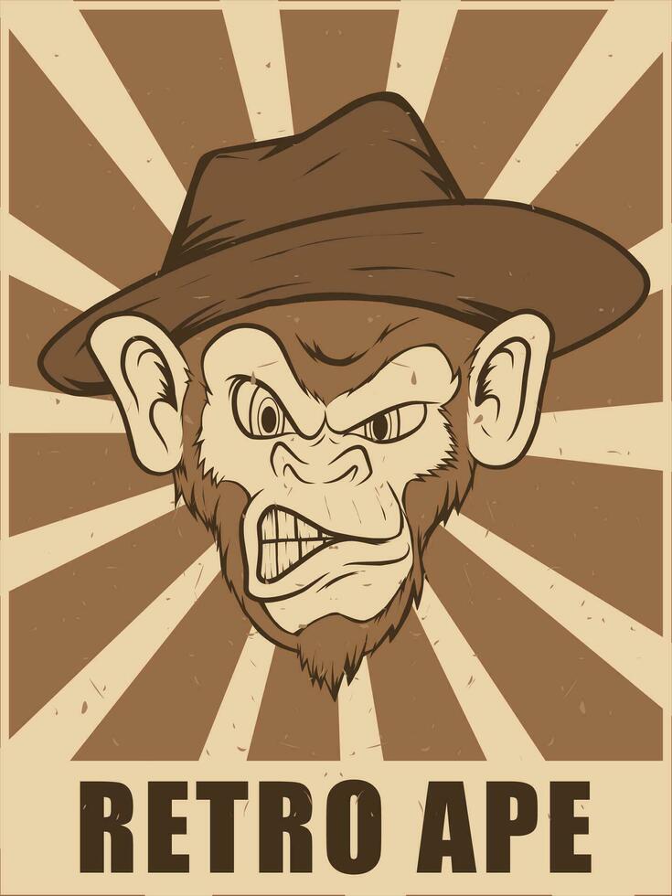 retro ape vintage poster design vector