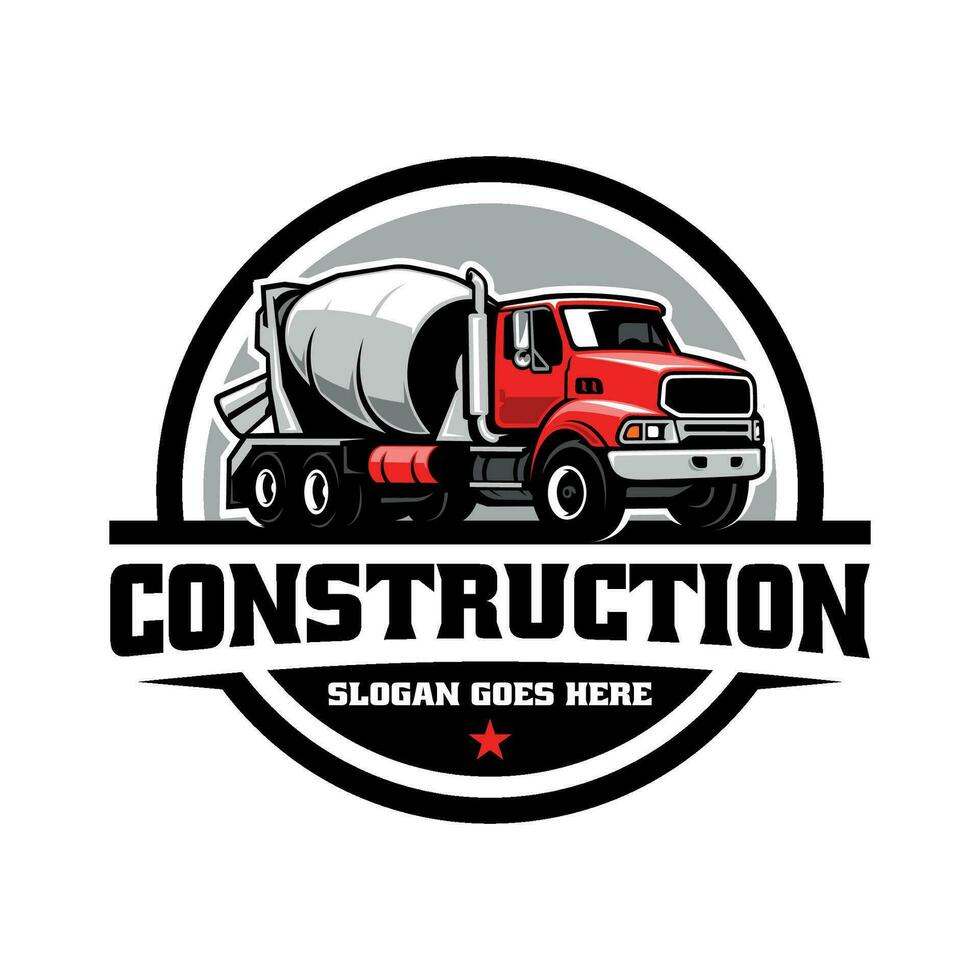 concrete mixer truck logo vector