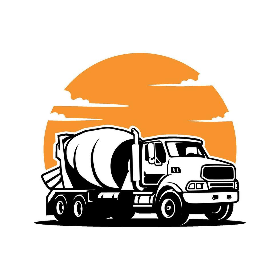 concrete mixer truck logo vector