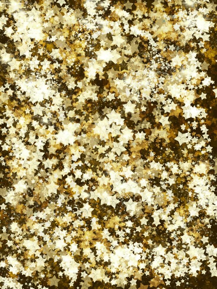 oro Brillantina antecedentes con en forma de brillo estrellas para Navidad fiestas. foto