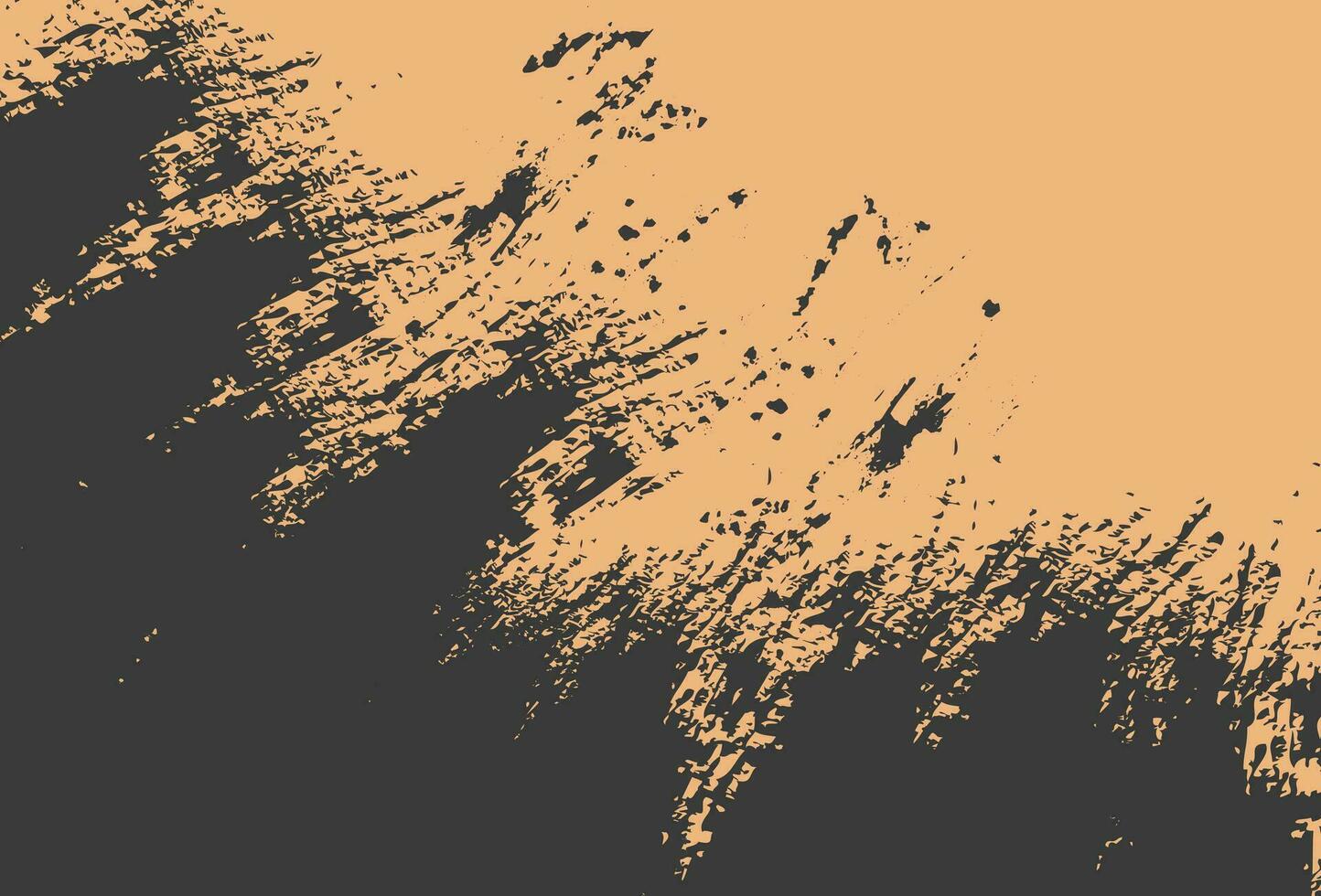 Black rough textured oil brush strokes on a peach background. vector