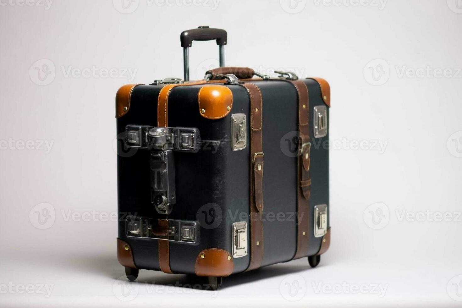 Black suitcase isolated on white background. generative ai. photo
