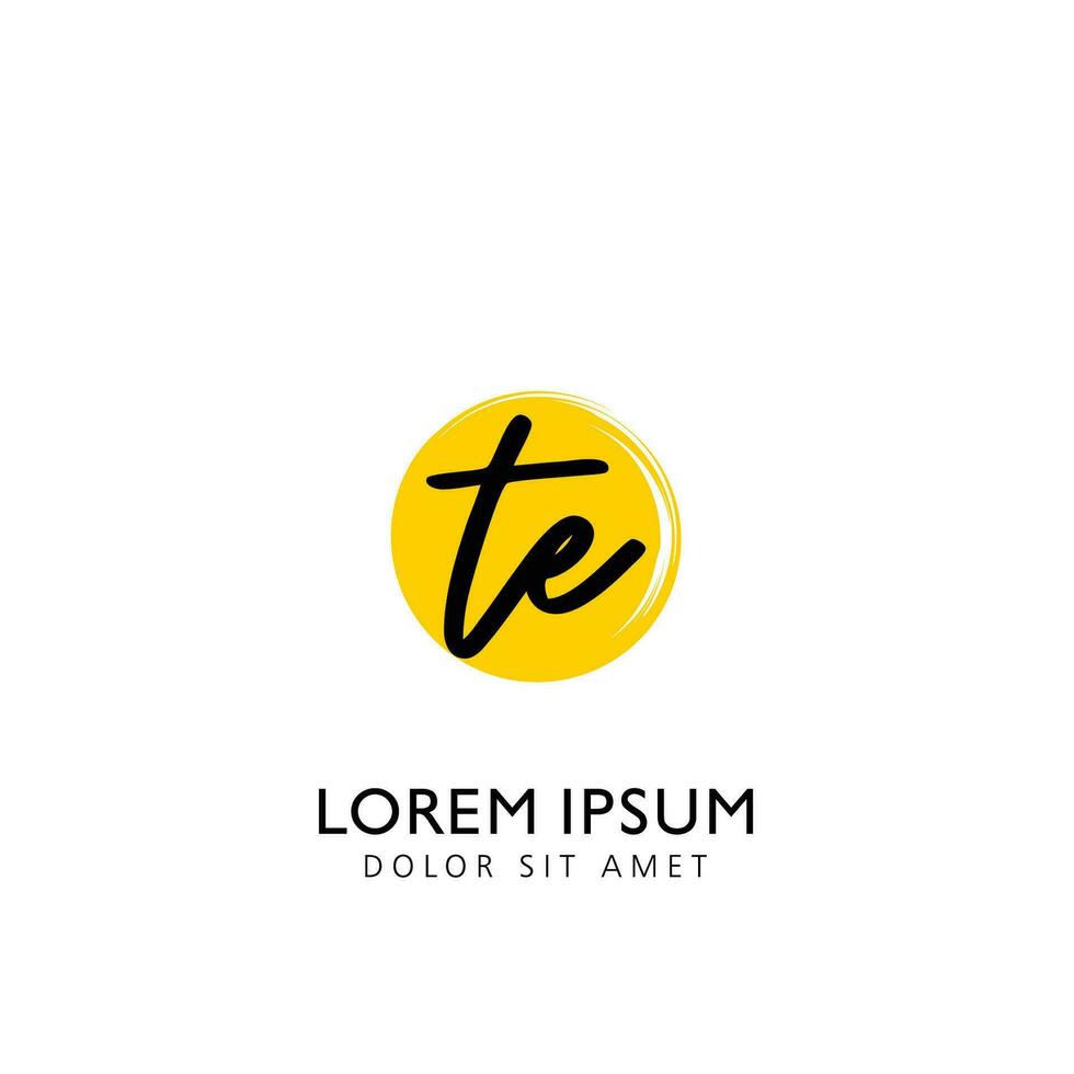 TE Initial Handwriting Circle Brush Template Design vector