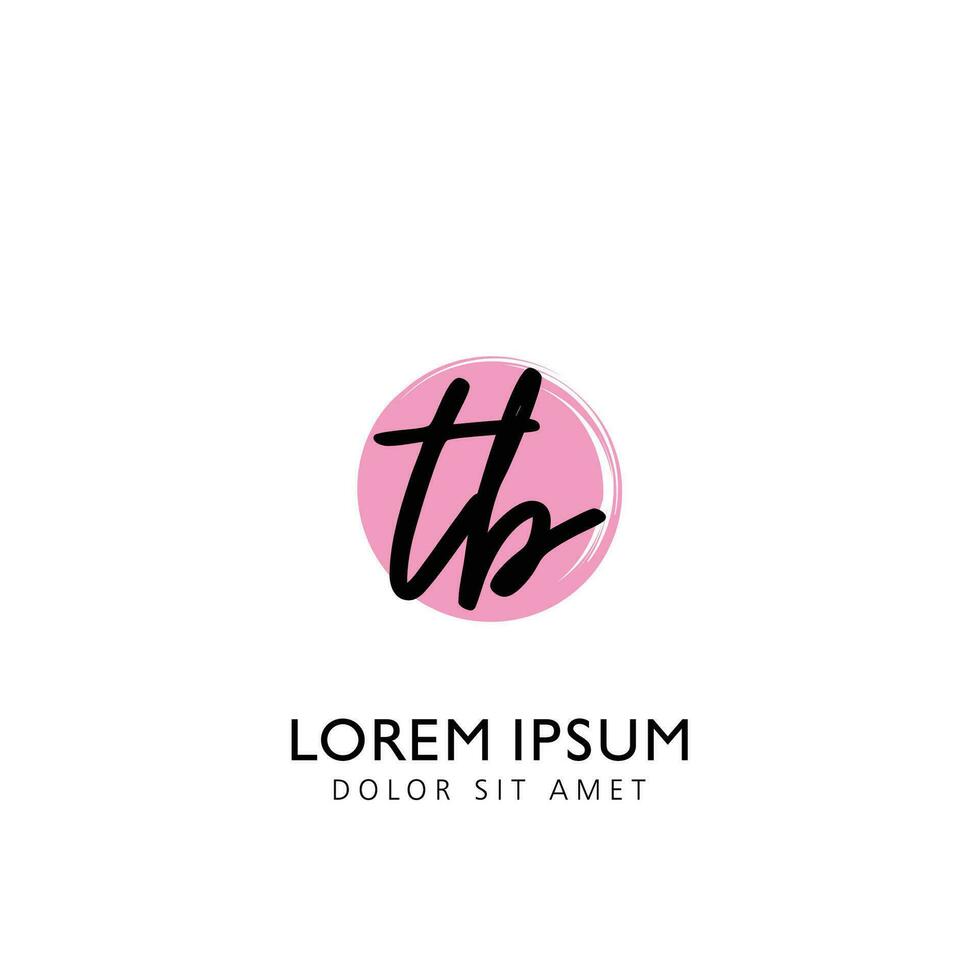 TB Initial Handwriting Circle Brush Template Design vector