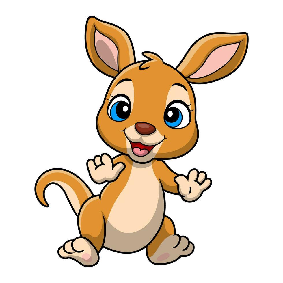 Cute kangaroo cartoon on white background vector