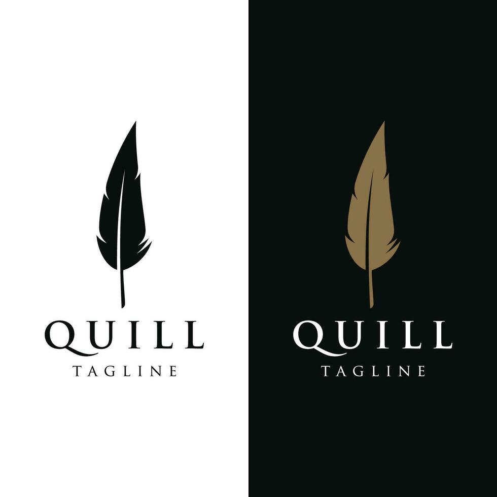 Luxurious author's feather design logo with creative ideas. Inspired by the author, quill feather. vector